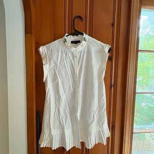 Banana Republic White Blouse with Floral Accents